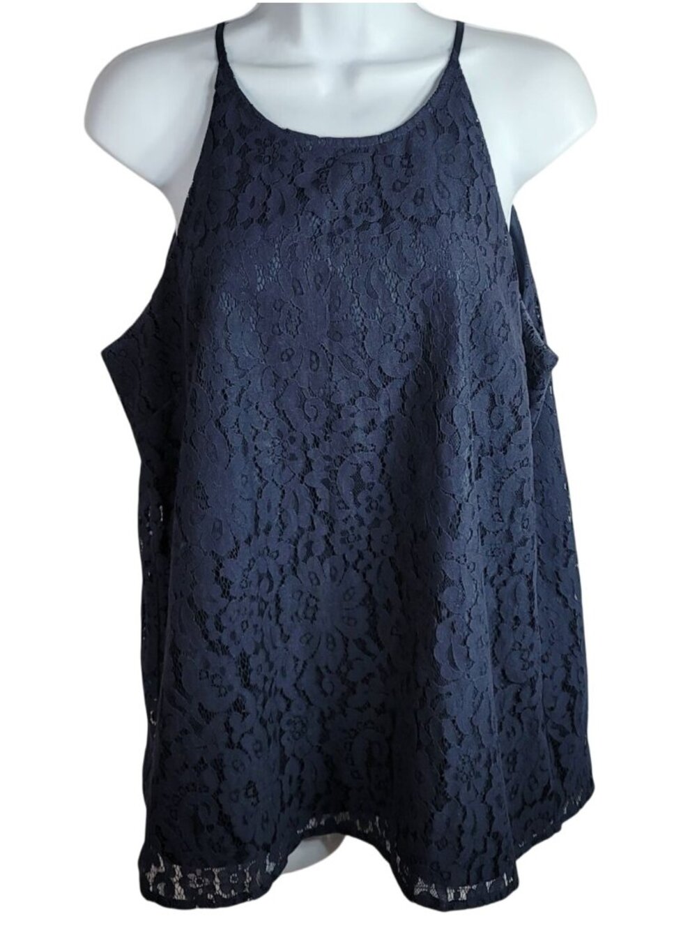Saint Tropez West Womens Lace Sleeveless Top Blue Size 10 Resort Cruise READ